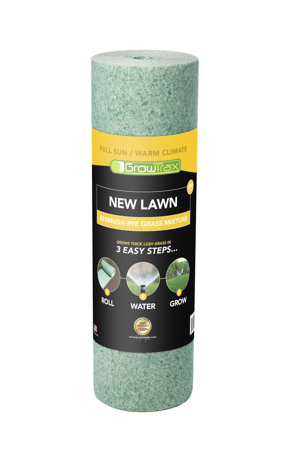 Growtrax Bermuda Rye seed mat roll for quick, even lawn establishment.