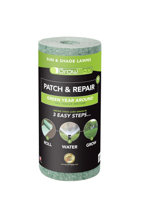 GROWTRAX biodegradable grass seed mat roll laid on soil for quick greens.