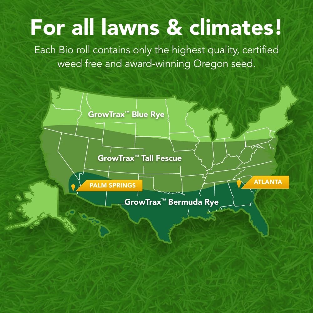 Close-up of GROWTRAX grass seed fabric showing embedded fertilizer for faster germination.