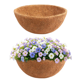 Growvy coco liner round 12in in action supports drainage and instant hanging basket setup