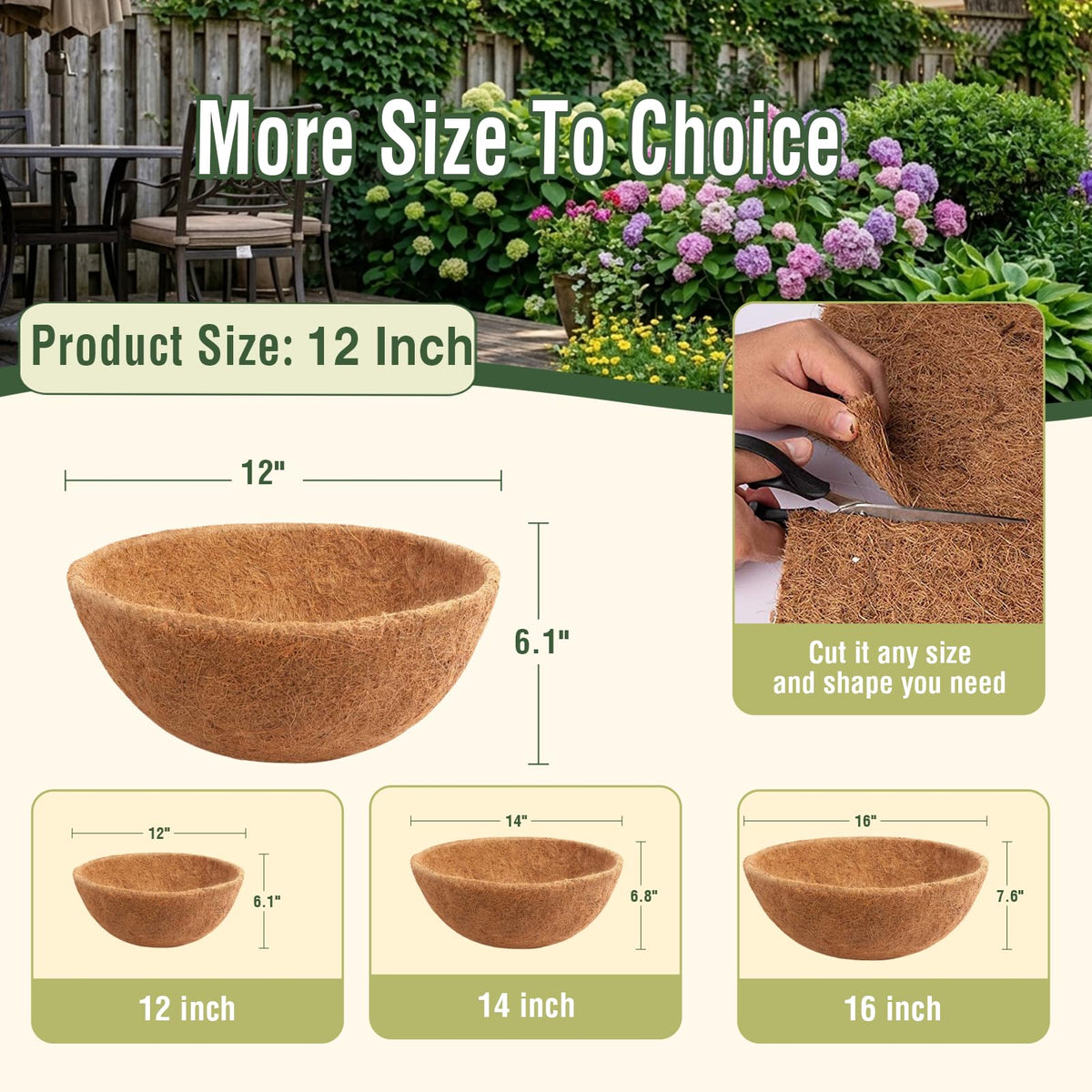 Growvy coconut-fiber basket liner deep texture enhances natural balcony plant displays