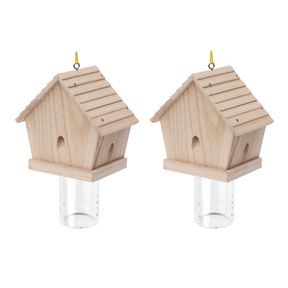 GRTRE 2-pack wood carpenter bee trap for outdoor hanging protects wood