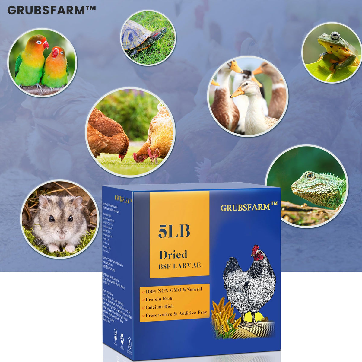 GRUBSFARM harvested from recycled food waste supporting sustainable farming.