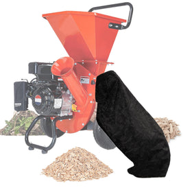 GS Alderaul bag on chipper chute shows easy attachment for quick cleanup.