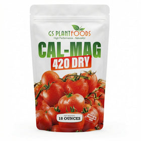 GS Plant Foods Cal-Mag 420 Dry bottle showing complete nutrient blend for soil and hydro systems.