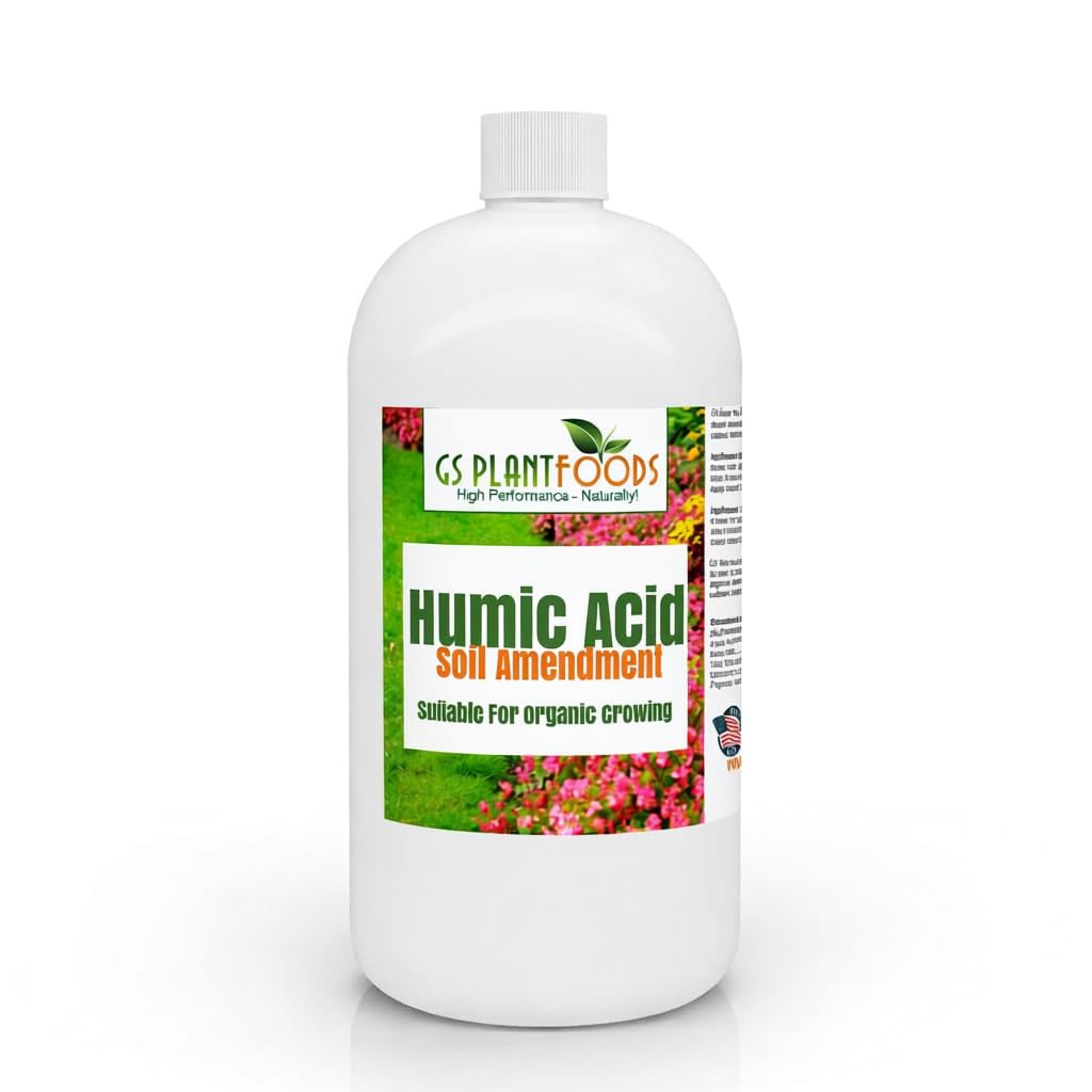 GS Plant Foods Humic Acid bottle pour for easy dosing and application.