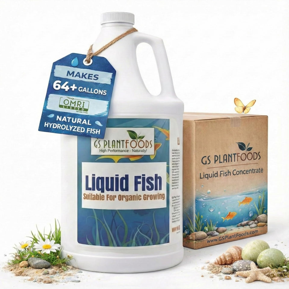 GS Plant Foods Liquid Fish Fertilizer bottle front view for organic gardening