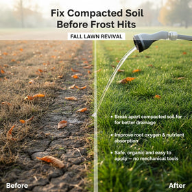 GS Plant Foods Soft Soil Liquid Aerator measuring cap enables precise dilution.