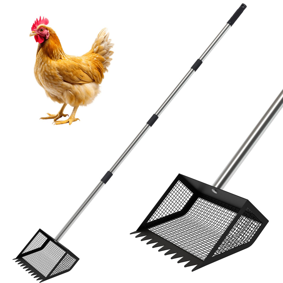 GSBLUNIE chicken poop scooper with 10-inch mouth for fast coop cleanup