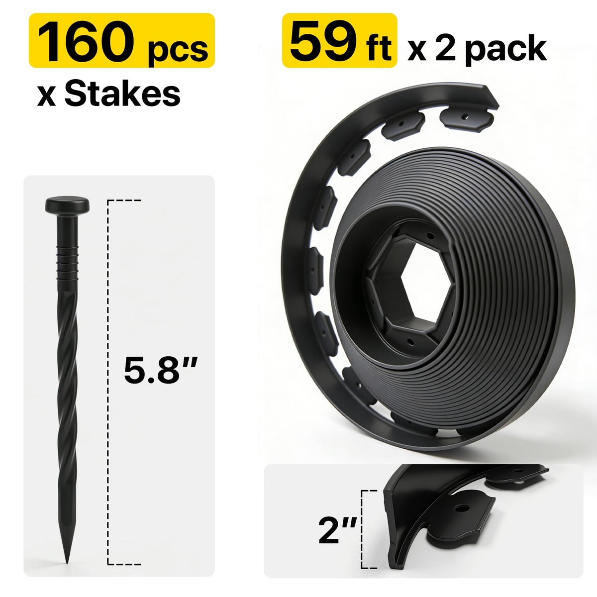 GSBLUNIE edge stakes 160-count secure edging quickly for durable garden borders.