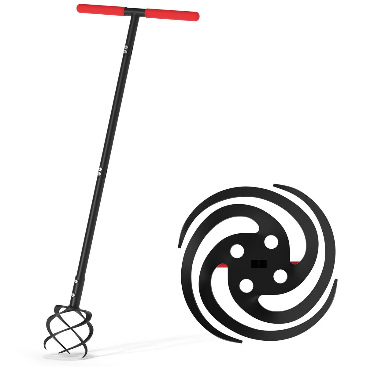 GSBLUNIE hand tiller with twist claw for breaking soil clumps and improving aeration.