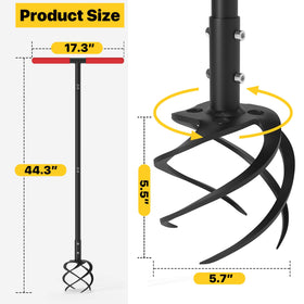 GSBLUNIE long-handle tiller provides ergonomic reach for comfortable gardening.