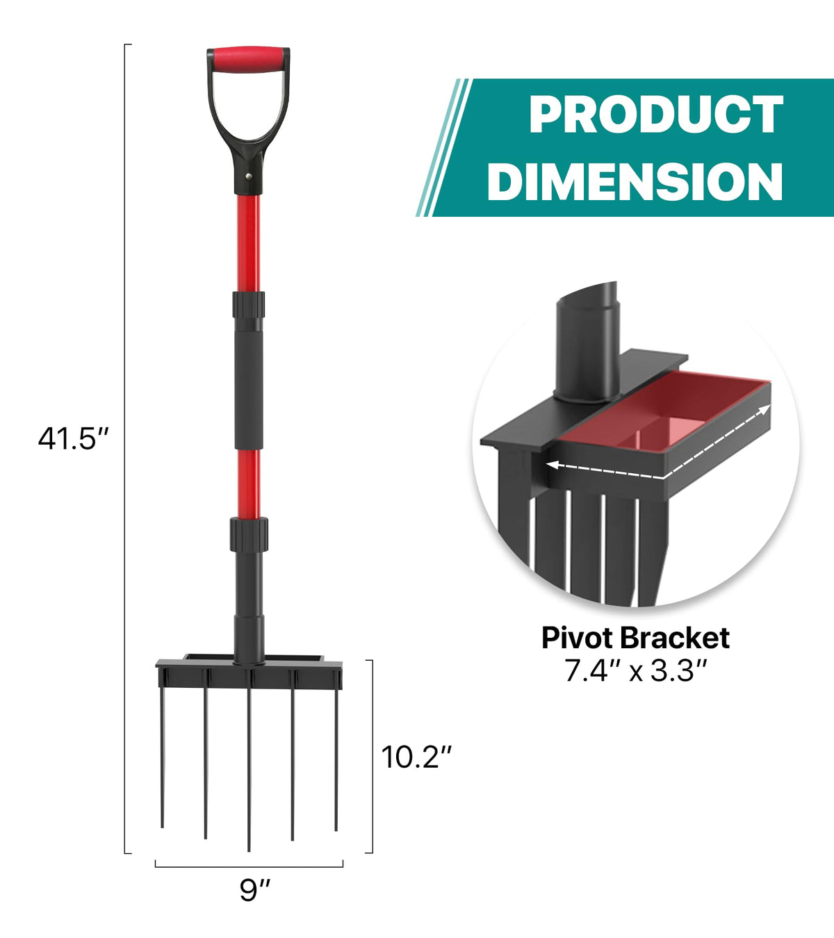 GSBLUNIE fiberglass handle with D-grip provides comfortable, secure handling.