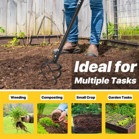 GSBLUNIE quick-assembly-tiller sets up in minutes with no tools.