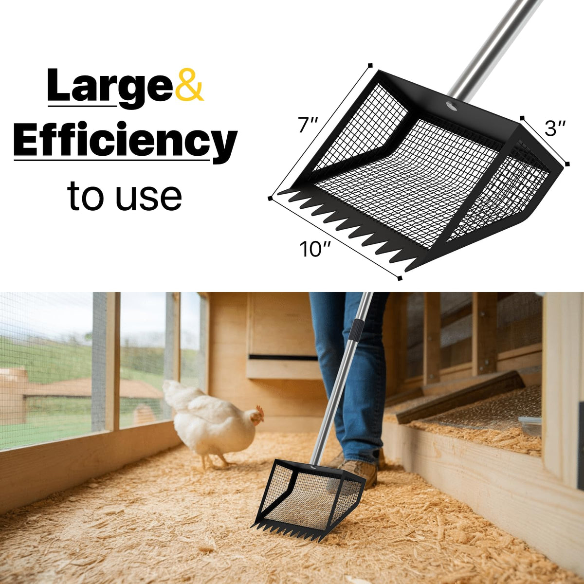 GSBLUNIE telescopic handle extends to 62 inches for hard-to-reach areas