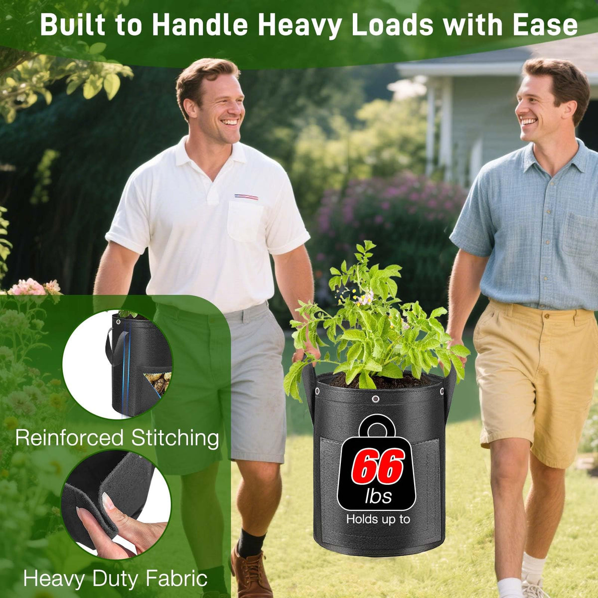 Gsonia potato grow bag with dual-window design for easy harvest.