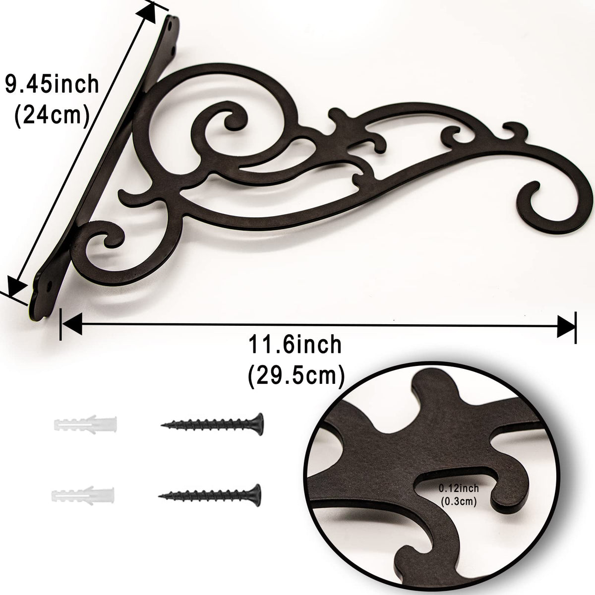 GSY black iron wall hook ideal for lanterns and plants.