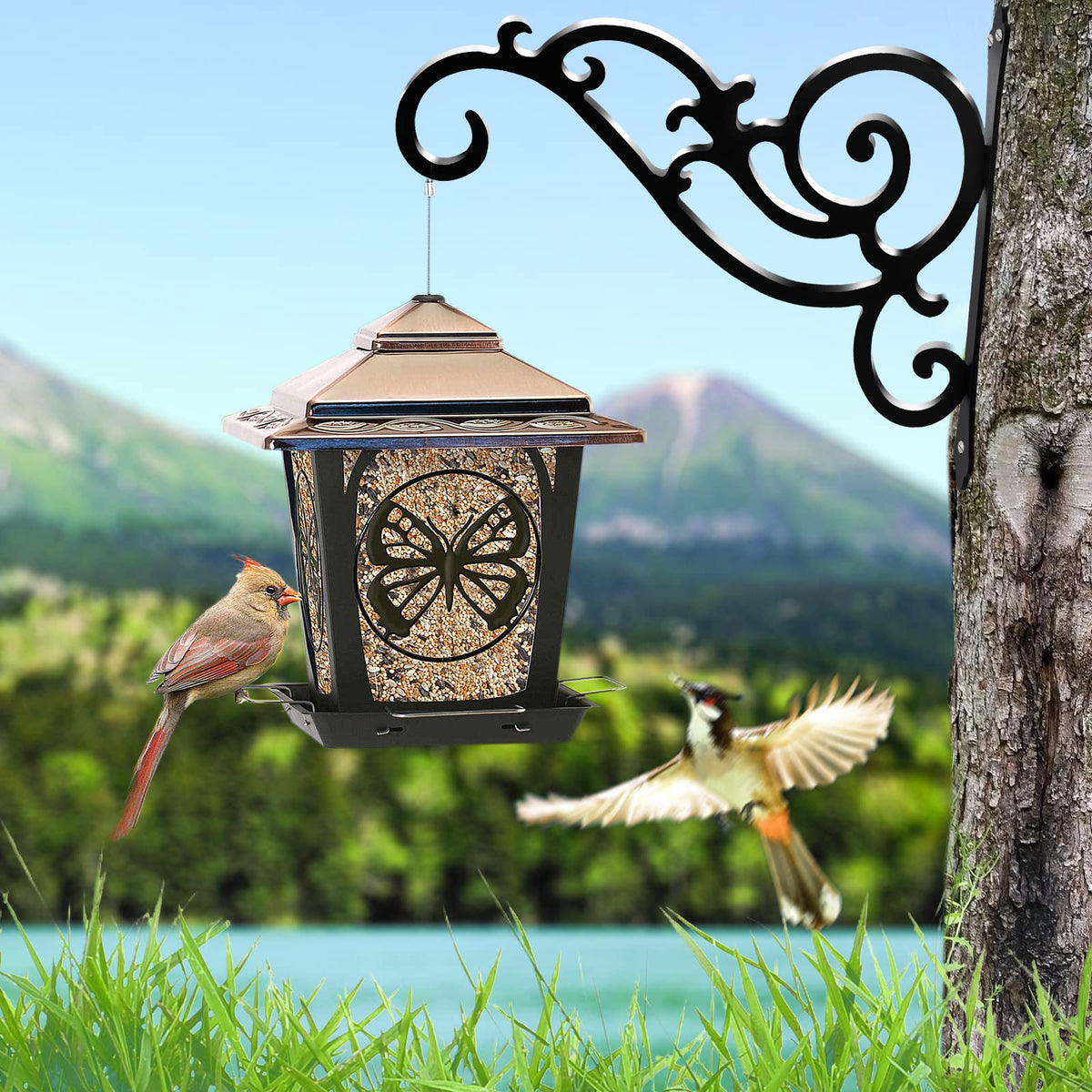 GSY wind chime hanger enhances garden ambience.