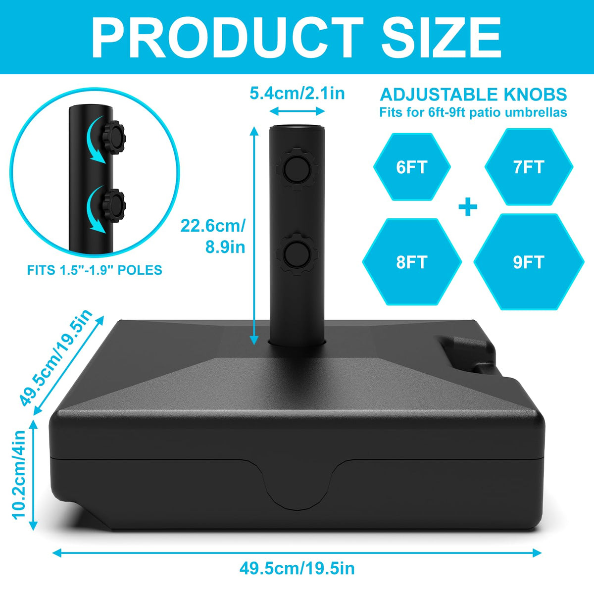 GT GETCO TECH easy-assembly storage umbrella base with compact design