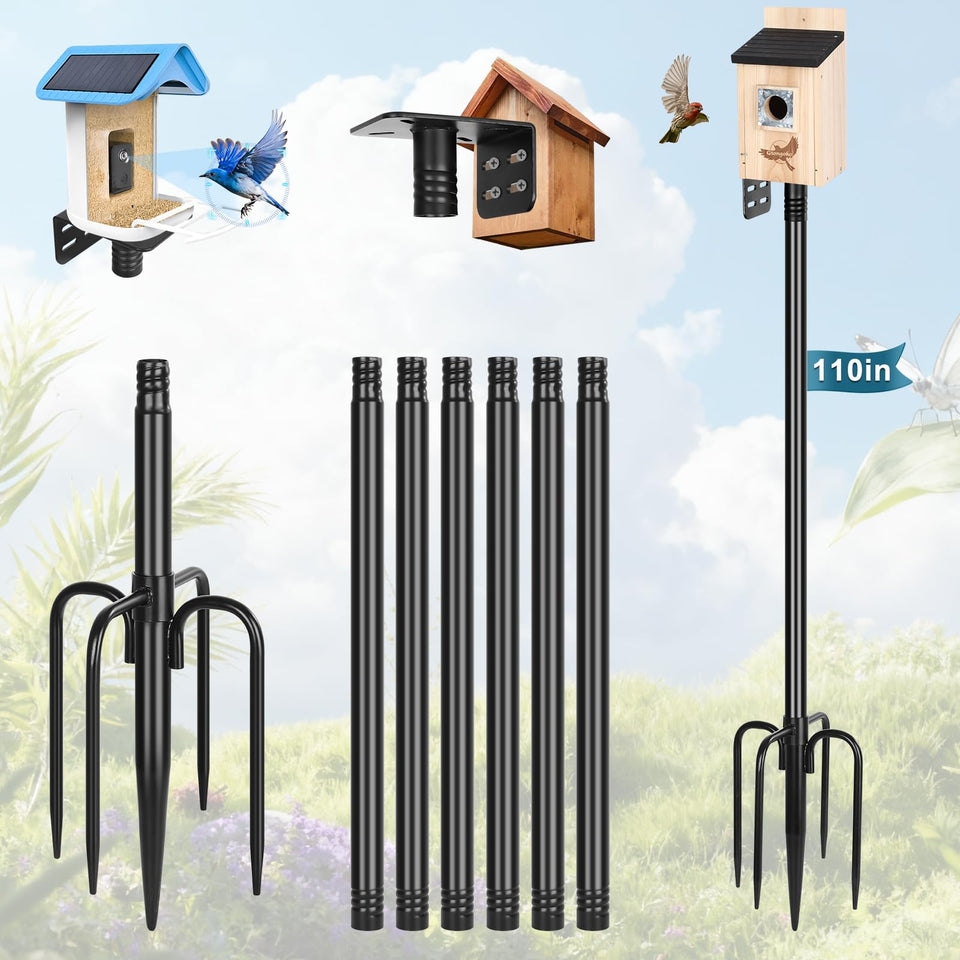 Gtongoko 110-inch bird feeder pole with top platform for easy feeder setup in your yard