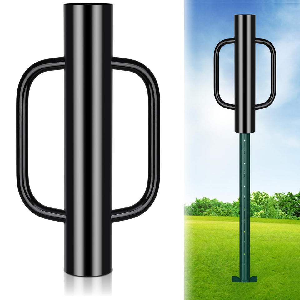 Gtongoko 12lb T-post driver with handles for easy positioning while driving posts.