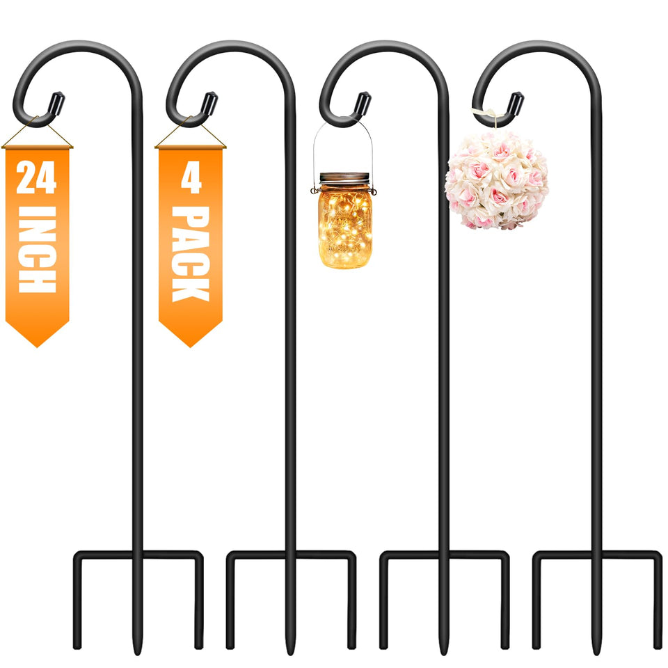 Gtongoko 24-inch shepherds hook four-pack for durable outdoor displays.
