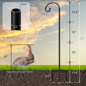 Gtongoko 3-prong base shepherds hook provides stable support for bird feeders.