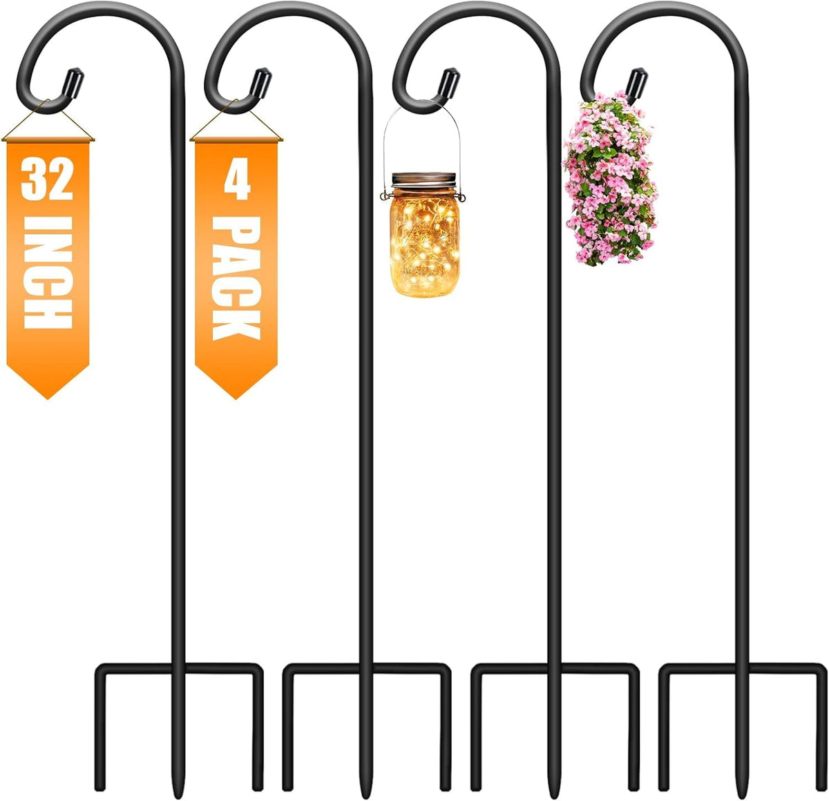 Gtongoko 32-inch shepherds hook assembled for easy outdoor setup and display.