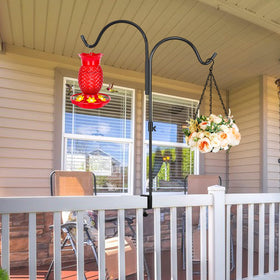 Gtongoko deck hook securely holds bird feeders at two levels.