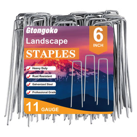 Gtongoko 50-pack galvanized landscape staples 6inch secures weed barrier and fabric.