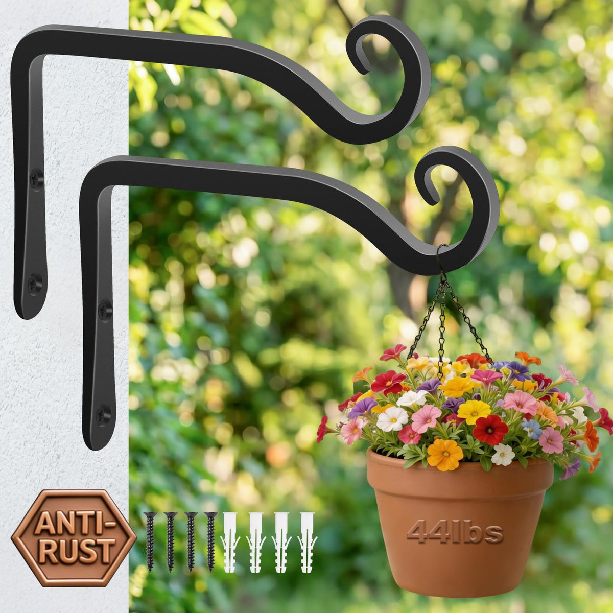 Gtongoko 6-inch plant hanger on wall, ideal for sturdy outdoor display.