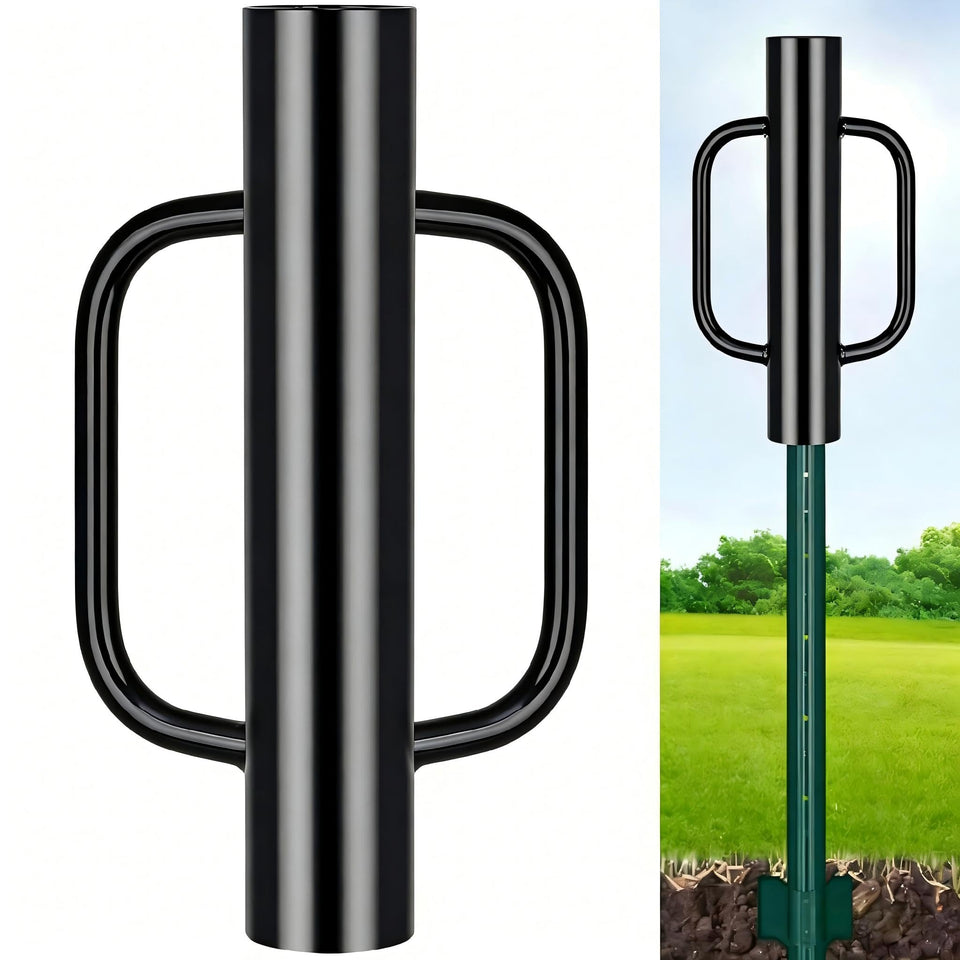 Gtongoko 8LB fence post driver overview showing sturdy steel and black finish for durability
