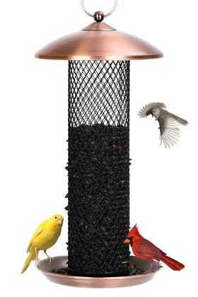 Gtongoko copper mesh tube feeder with 2.5 lb capacity for outdoor feeding.