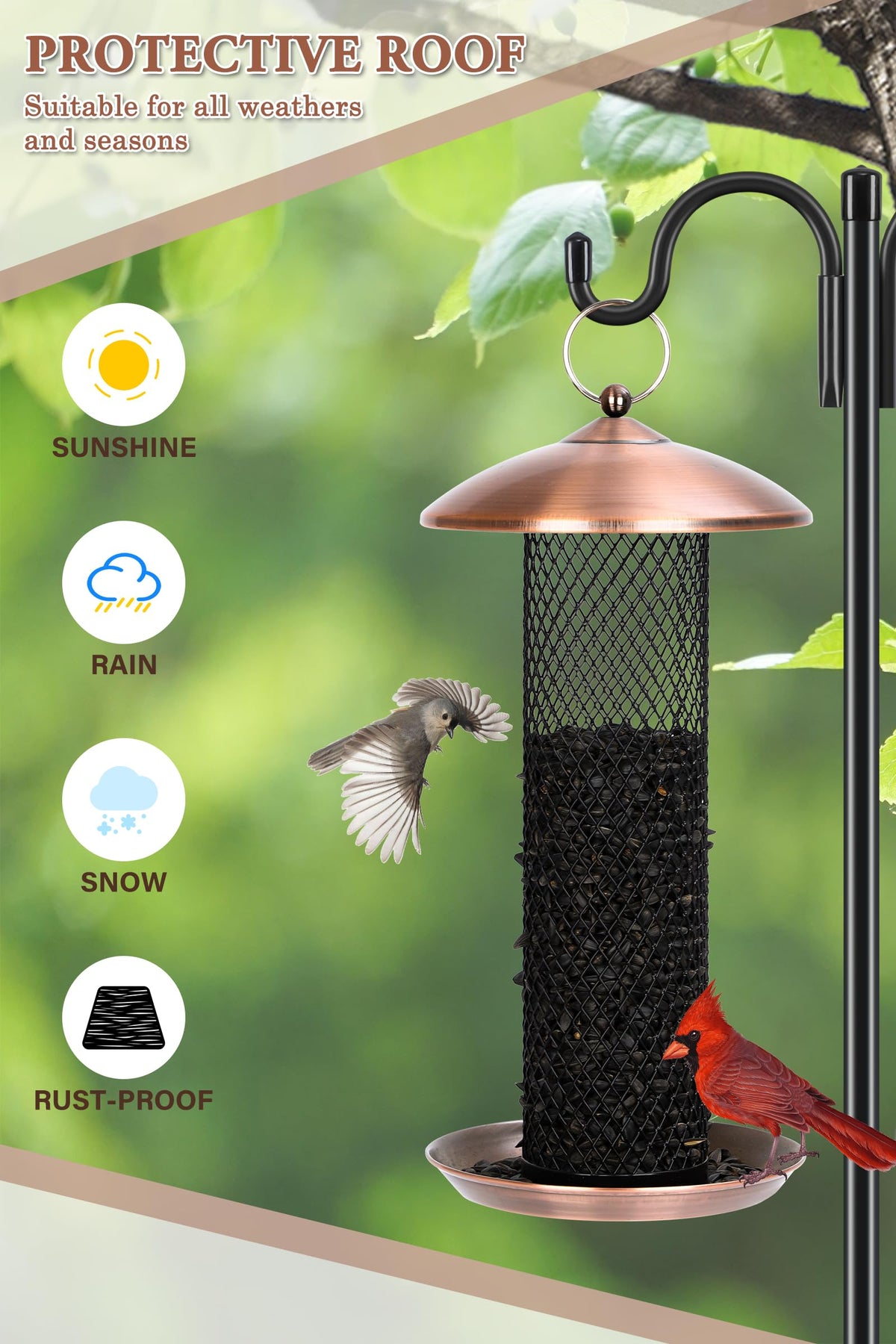 Gtongoko large-capacity feeder for sunflower seeds, with easy refills.