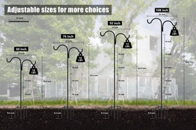 Gtongoko bird feeder pole in black rust-resistant finish elevates feeding stations.