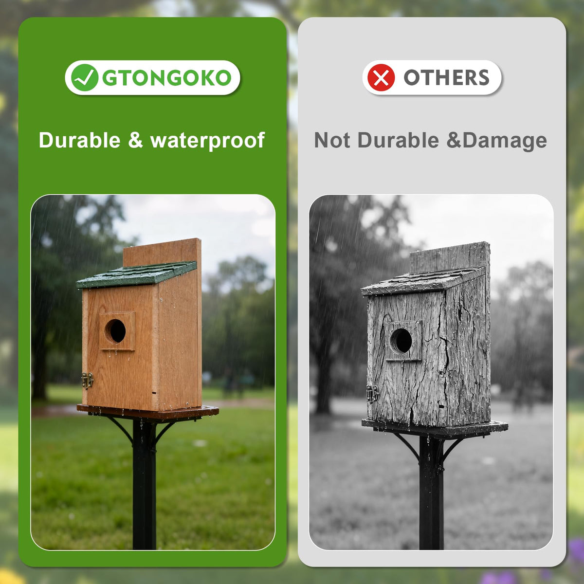Gtongoko bird house front door for easy cleaning after nesting