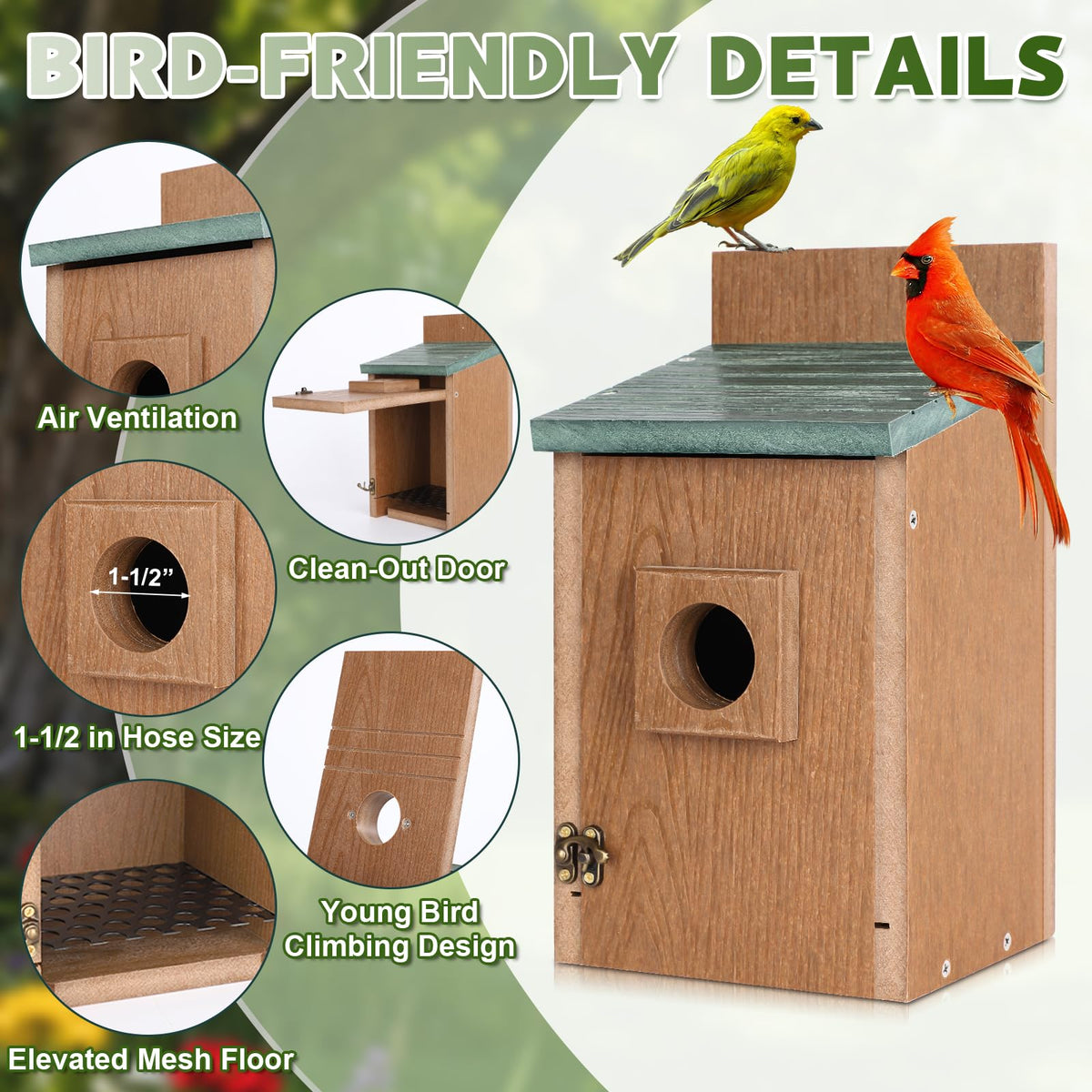 Gtongoko bird house showing predator guard at the entrance