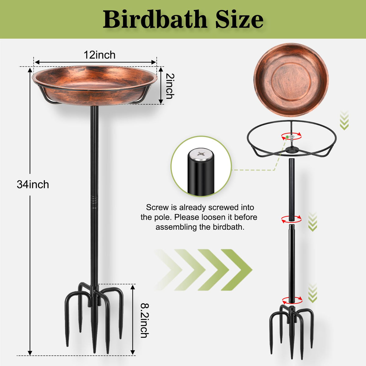 Gtongoko birdbath-ground installation shows easy, tool-free placement