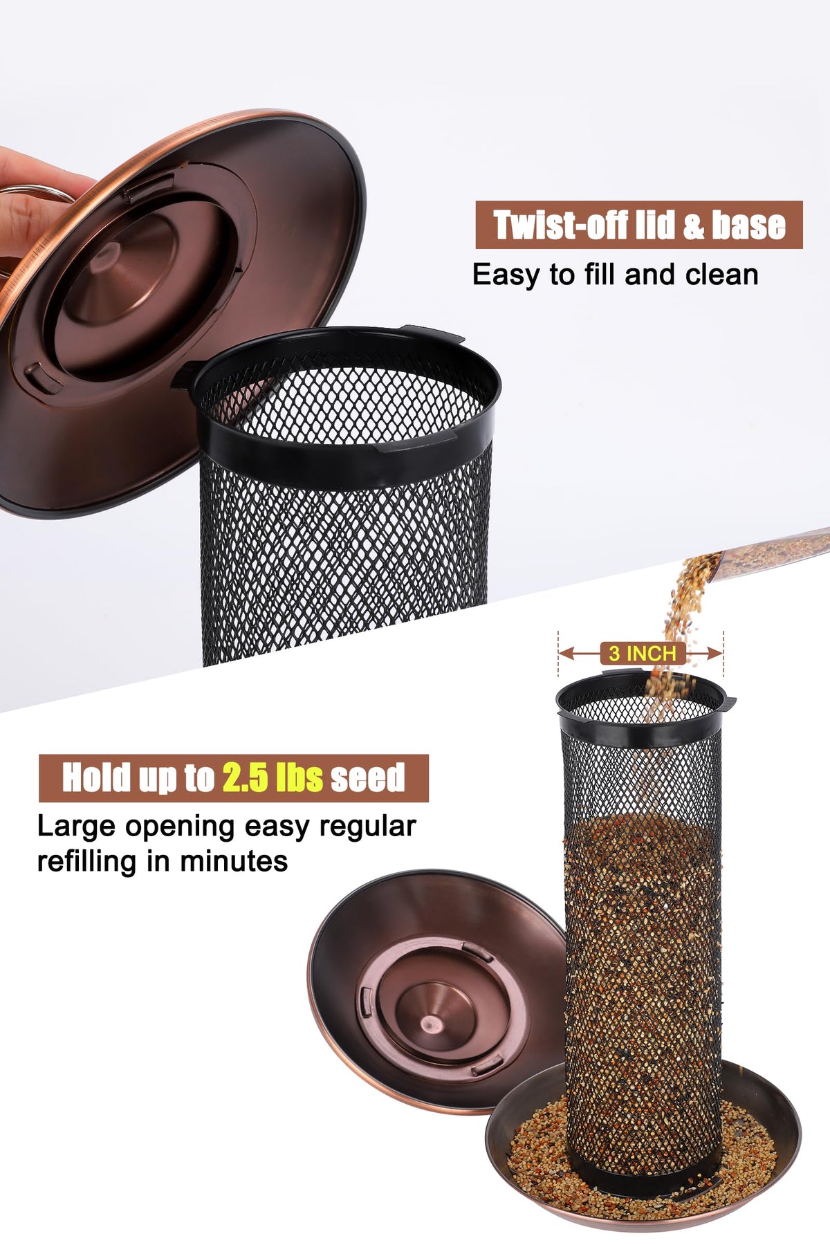 Gtongoko copper lid protects seeds from rain and snow