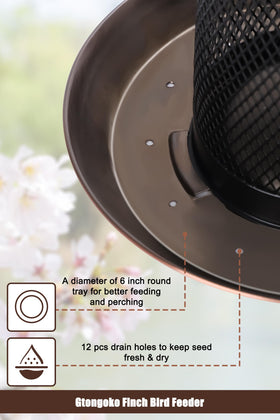 Gtongoko copper tube feeder with round tray for perching birds