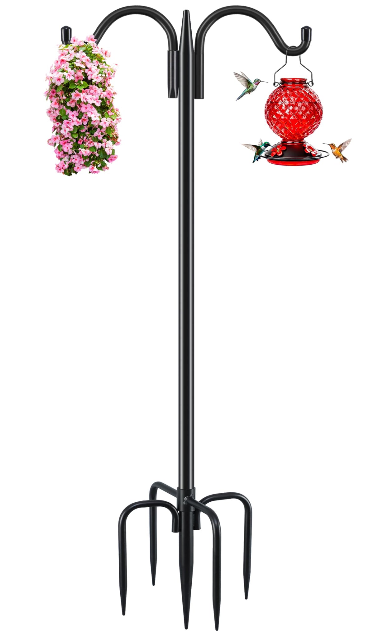 Gtongoko double shepherds hook 63-inch bird feeder pole for elevated displays