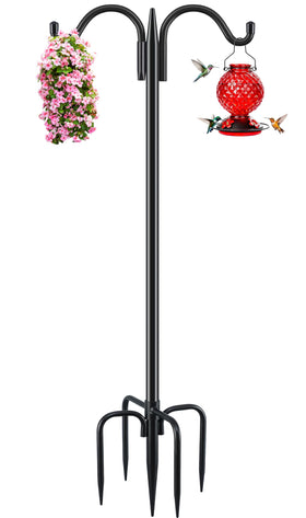 Gtongoko double shepherds hook 63-inch bird feeder pole for elevated displays