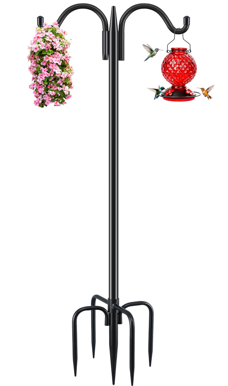 Gtongoko double shepherds hook 63-inch bird feeder pole for elevated displays