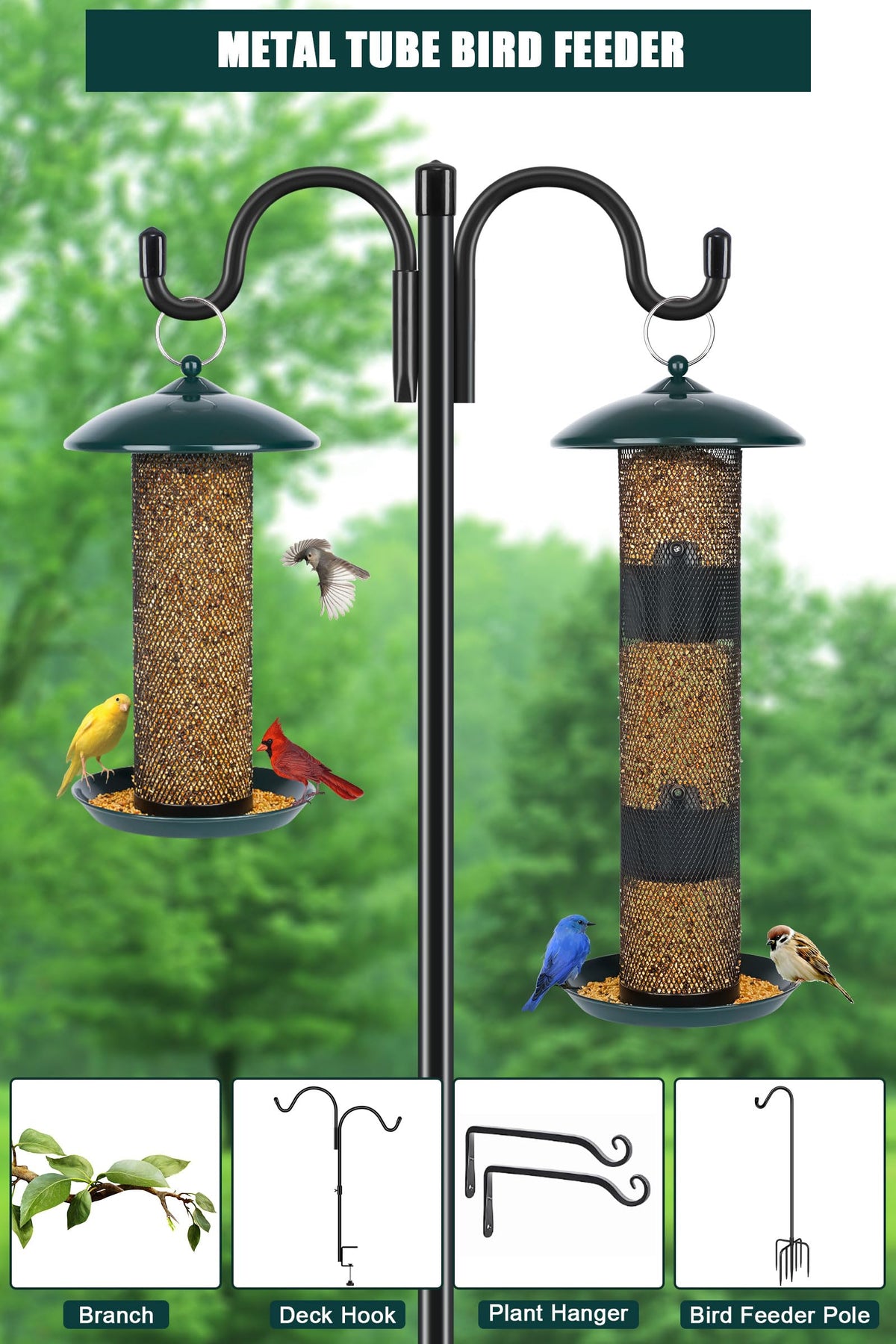 Gtongoko Durable Metal Bird Feeder, weather resistant for outdoor use.