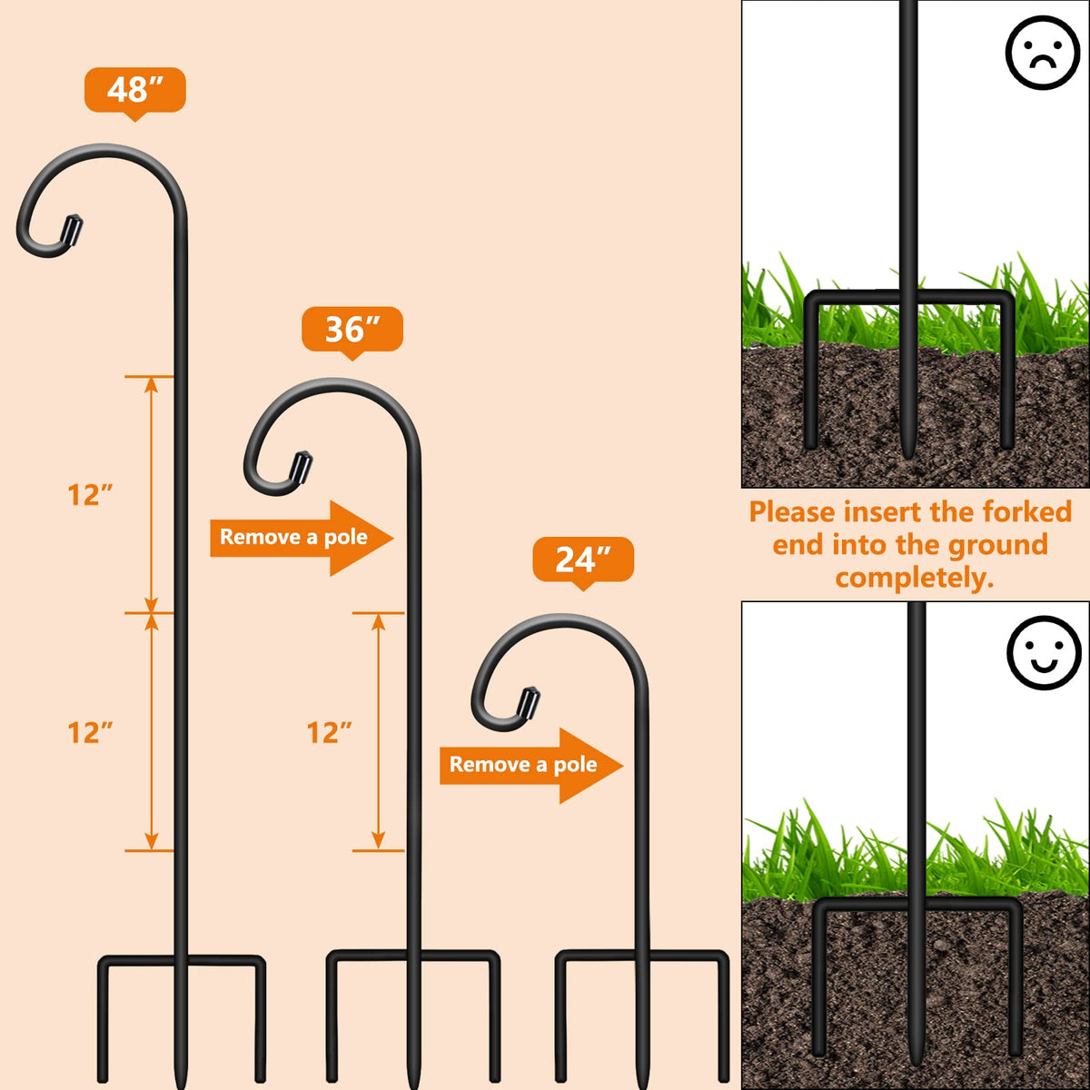 Gtongoko rust-resistant matte black shepherd hook ready for windy gardens.