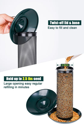 Gtongoko Easy-Refill Metal Feeder, simple twist-off top for cleaning.