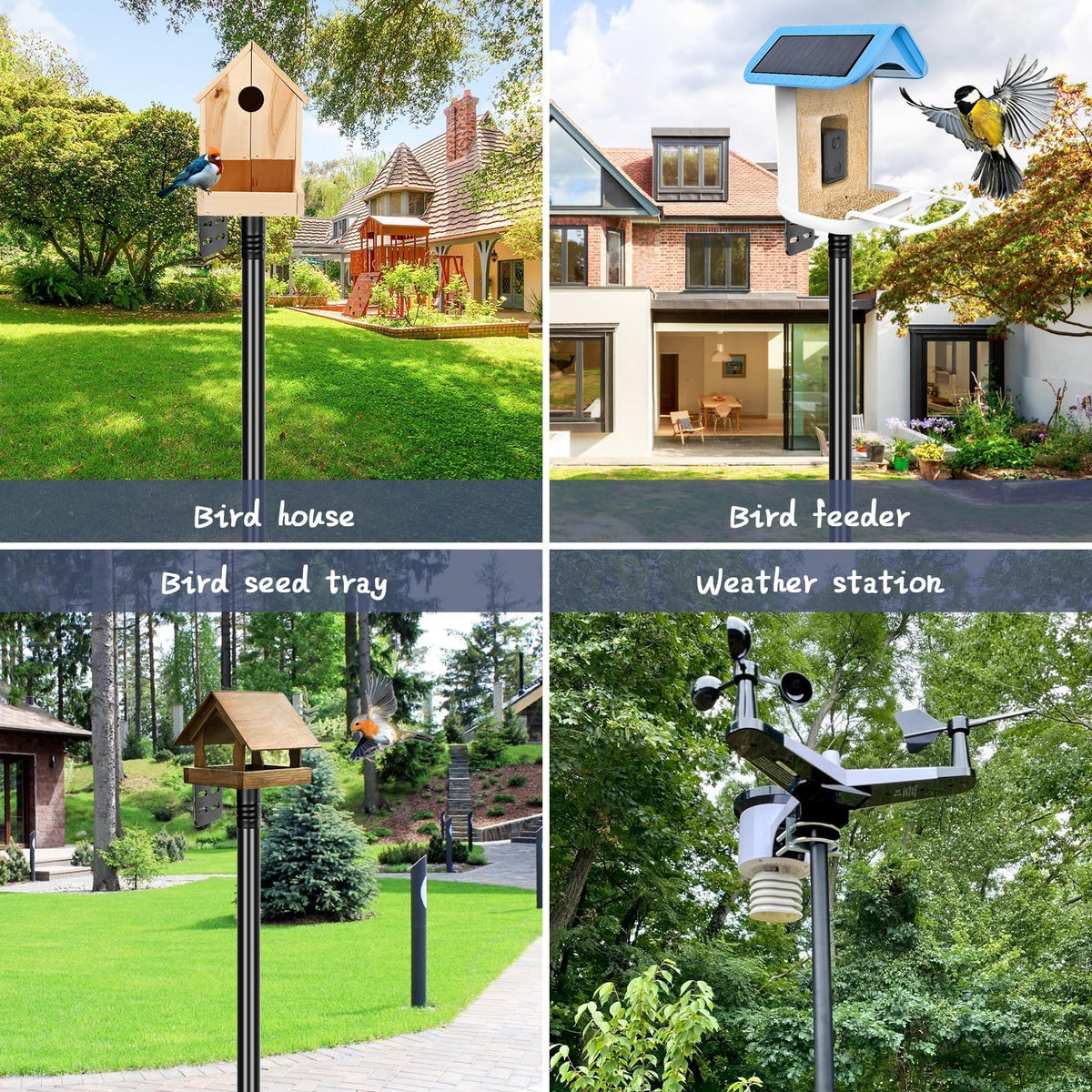 Easy, tool-free installation for quick setup of the bird pole.