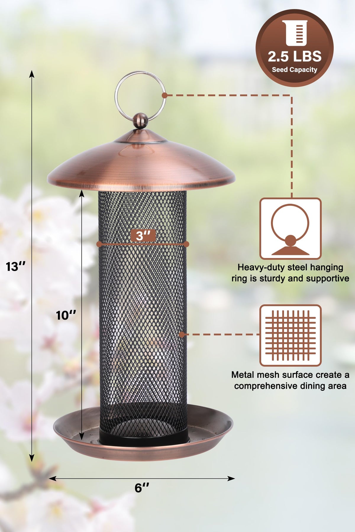 Gtongoko metal mesh feeder close-up highlighting squirrel-proof design