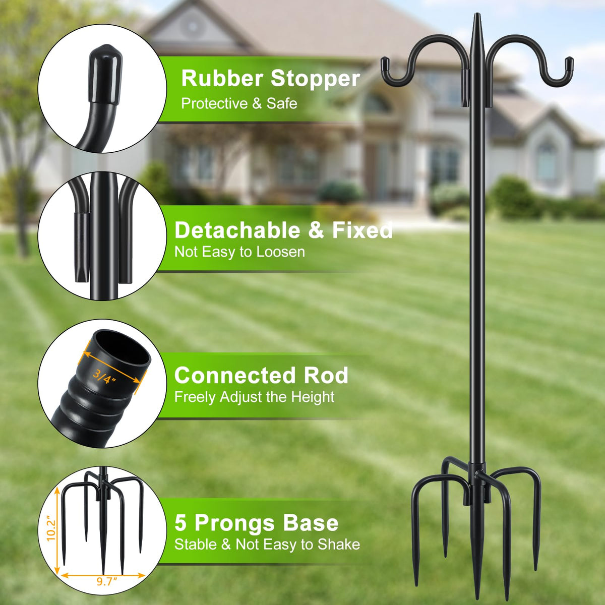 Gtongoko five-prong base enhances stability for windier days.