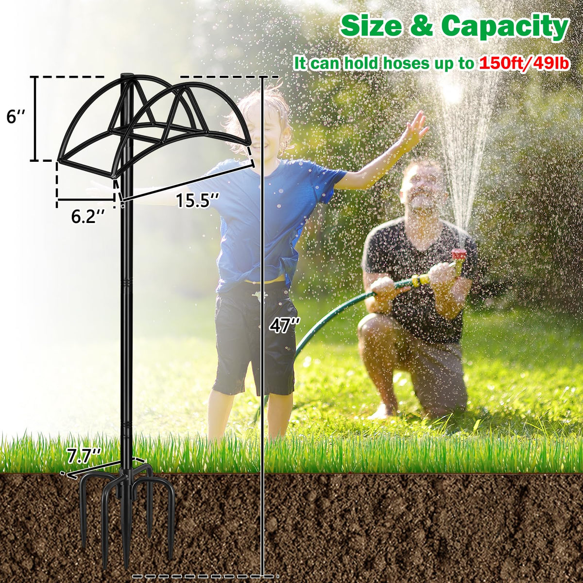 Gtongoko heavy-duty metal hose stand resists weather and supports heavy hoses.